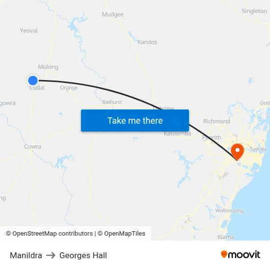 Manildra to Georges Hall map