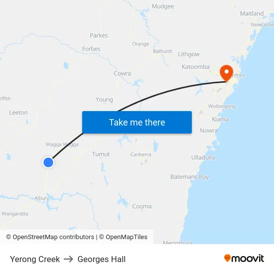 Yerong Creek to Georges Hall map