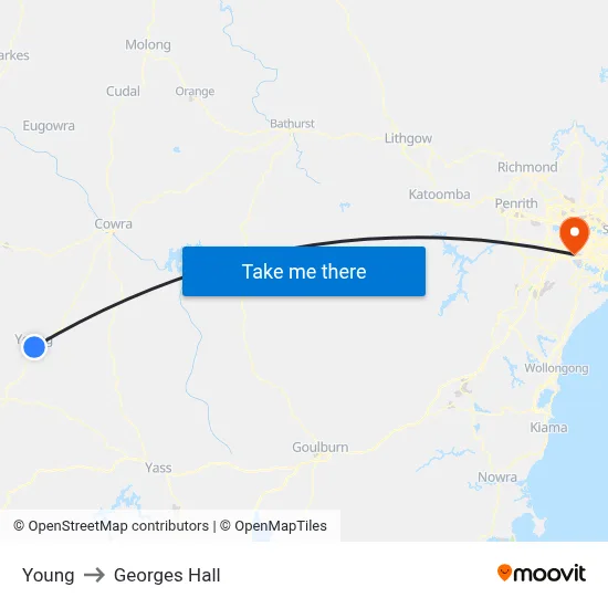 Young to Georges Hall map