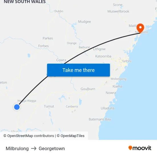 Milbrulong to Georgetown map