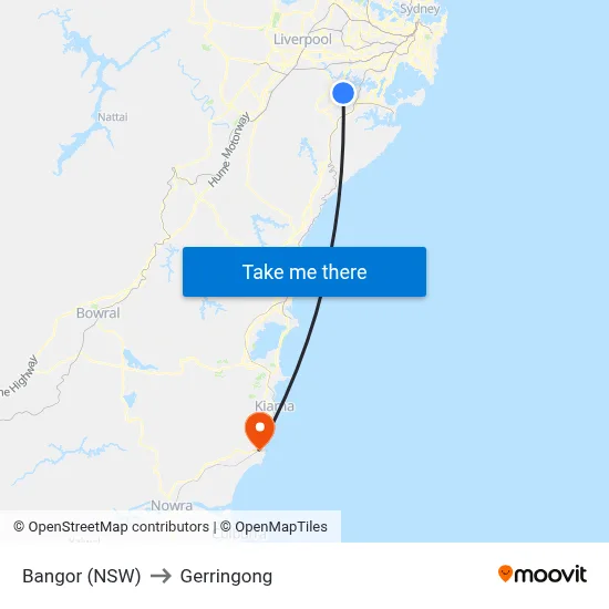 Bangor (NSW) to Gerringong map