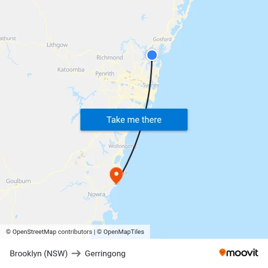 Brooklyn (NSW) to Gerringong map