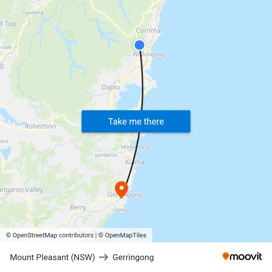 Mount Pleasant (NSW) to Gerringong map