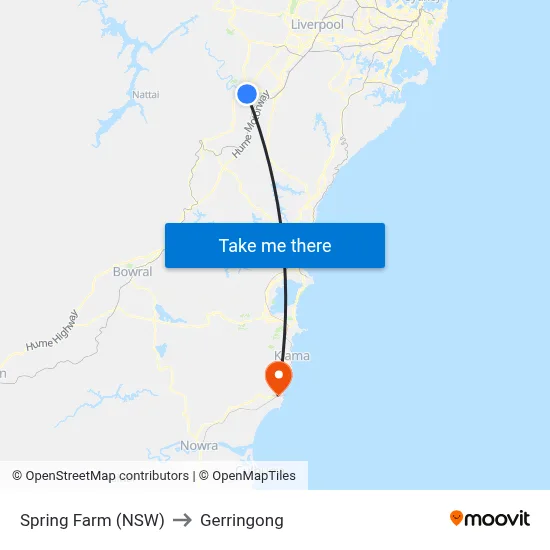 Spring Farm (NSW) to Gerringong map