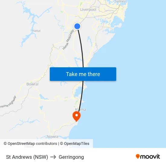 St Andrews (NSW) to Gerringong map