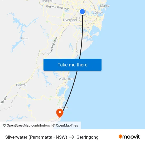 Silverwater (Parramatta - NSW) to Gerringong map