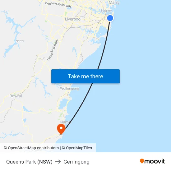 Queens Park (NSW) to Gerringong map