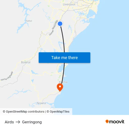 Airds to Gerringong map