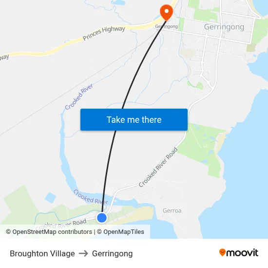 Broughton Village to Gerringong map