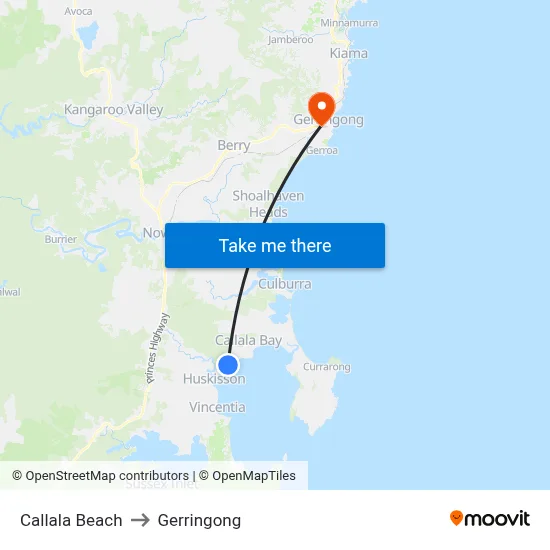 Callala Beach to Gerringong map