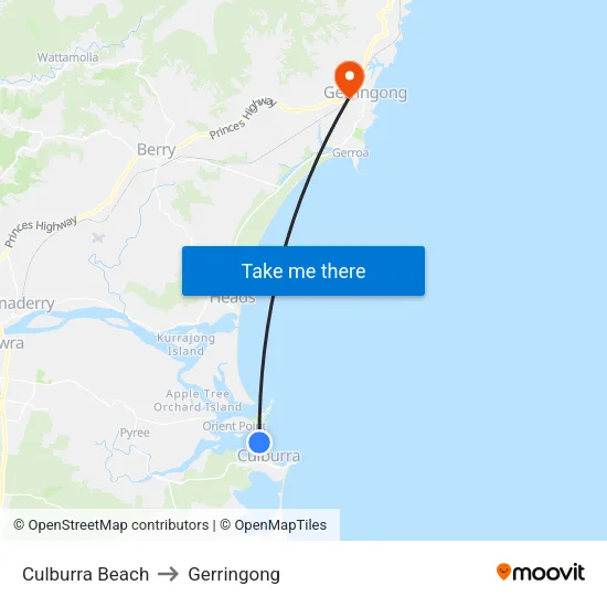 Culburra Beach to Gerringong map