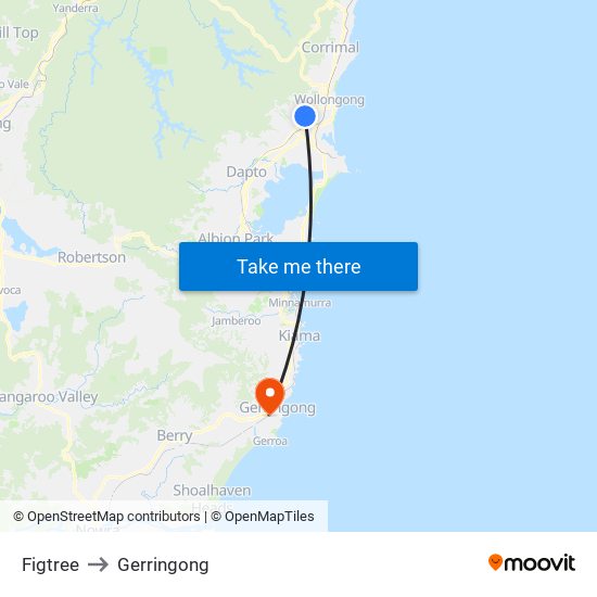 Figtree to Gerringong map