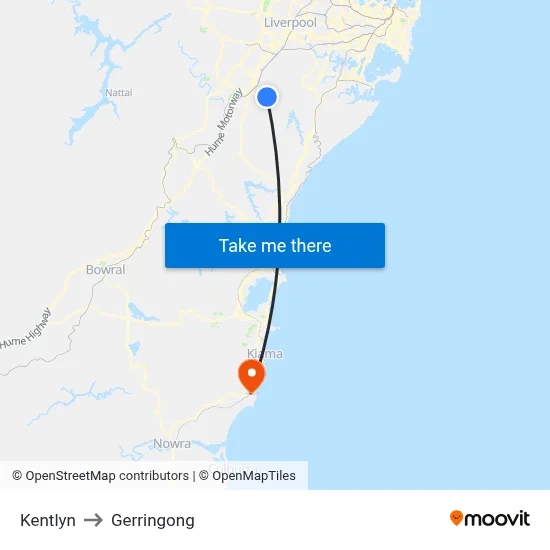 Kentlyn to Gerringong map