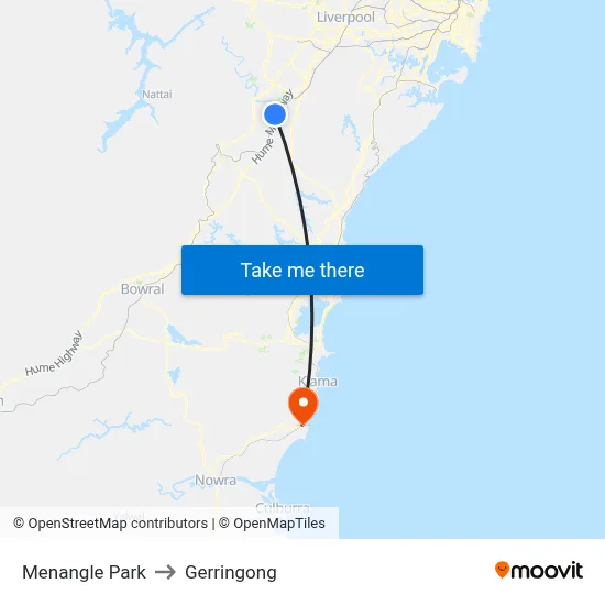 Menangle Park to Gerringong map