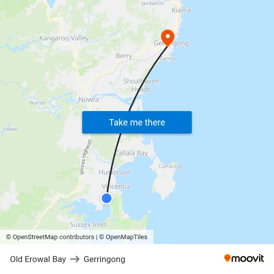 Old Erowal Bay to Gerringong map