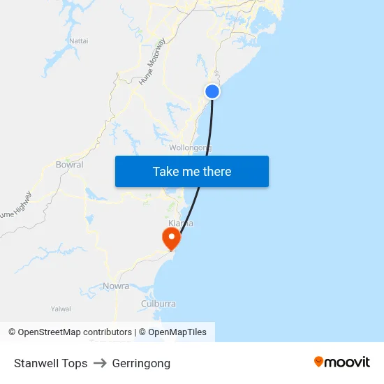 Stanwell Tops to Gerringong map
