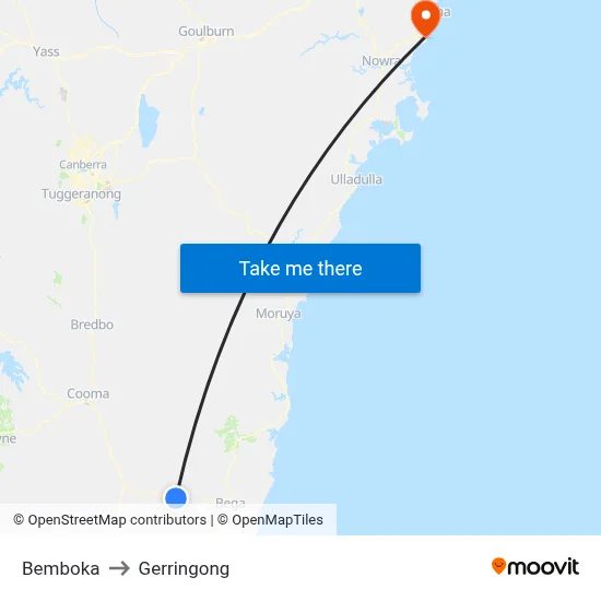 Bemboka to Gerringong map