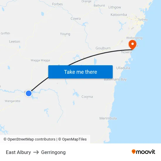 East Albury to Gerringong map