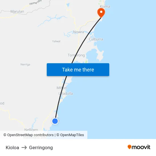 Kioloa to Gerringong map