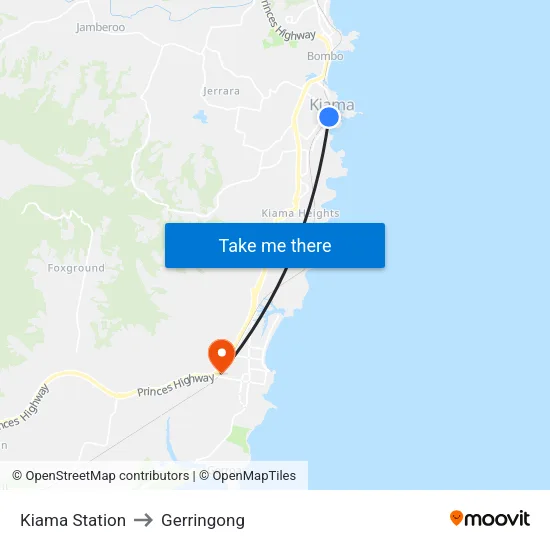 Kiama Station to Gerringong map