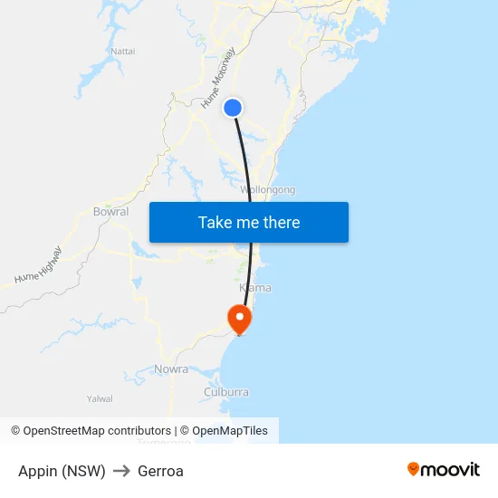 Appin (NSW) to Gerroa map