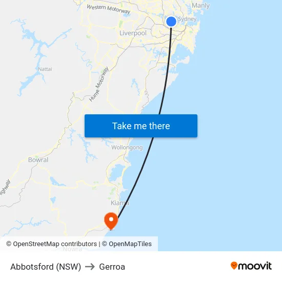 Abbotsford (NSW) to Gerroa map