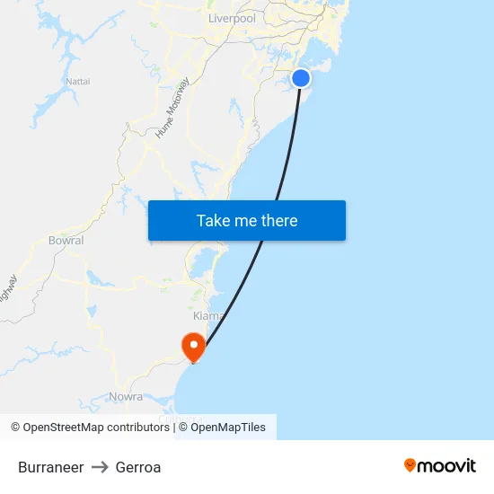 Burraneer to Gerroa map