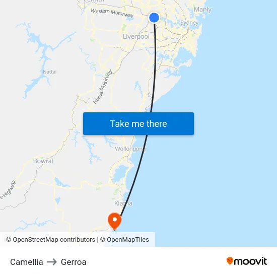 Camellia to Gerroa map