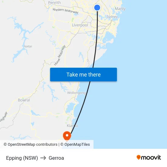 Epping (NSW) to Gerroa map