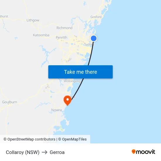 Collaroy (NSW) to Gerroa map
