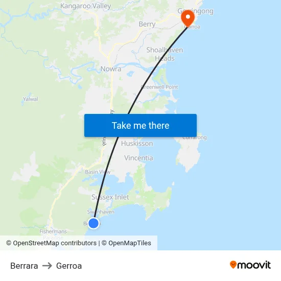 Berrara to Gerroa map