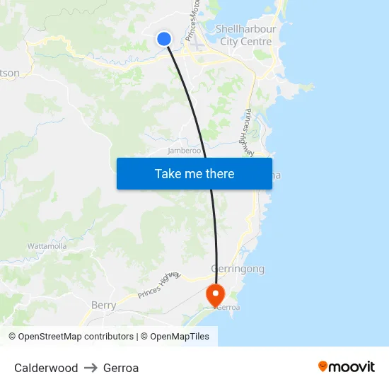 Calderwood to Gerroa map