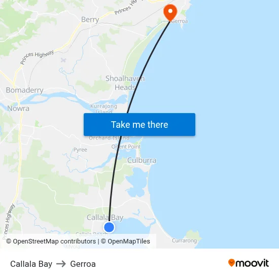 Callala Bay to Gerroa map