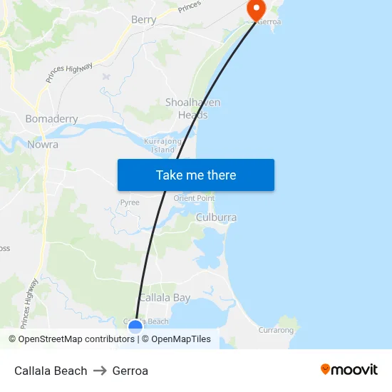 Callala Beach to Gerroa map