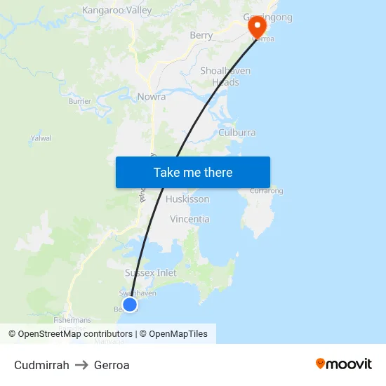 Cudmirrah to Gerroa map