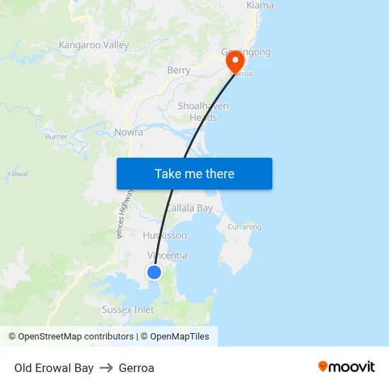 Old Erowal Bay to Gerroa map