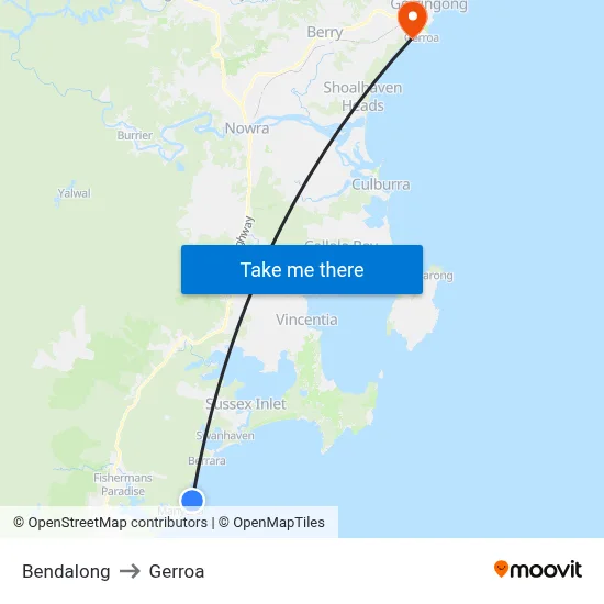 Bendalong to Gerroa map