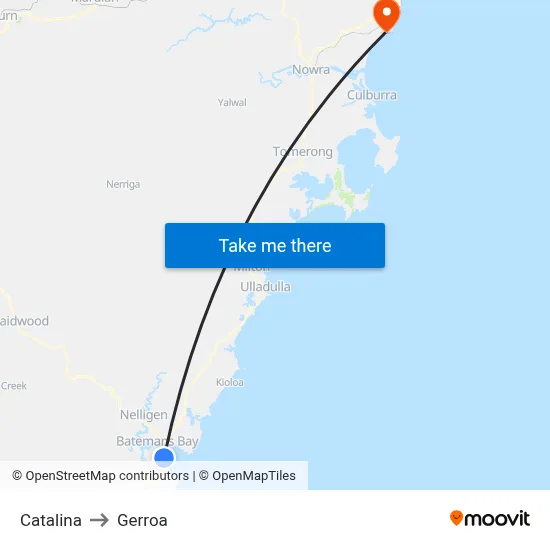 Catalina to Gerroa map