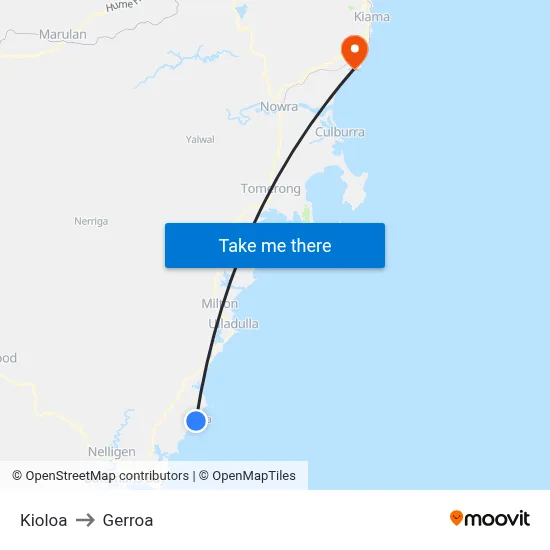 Kioloa to Gerroa map