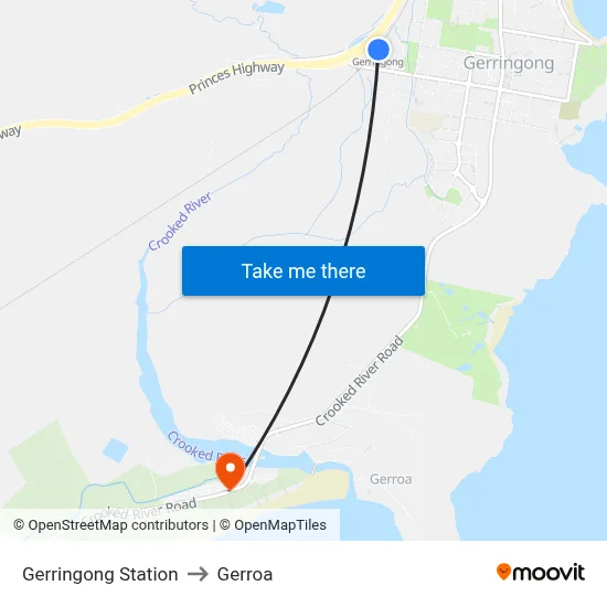 Gerringong Station to Gerroa map