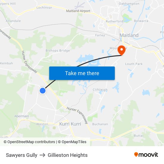 Sawyers Gully to Gillieston Heights map