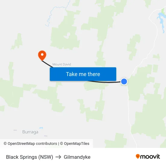Black Springs (NSW) to Gilmandyke map