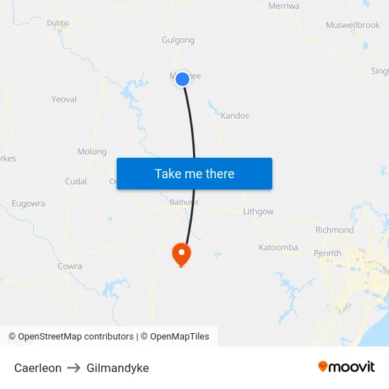 Caerleon to Gilmandyke map