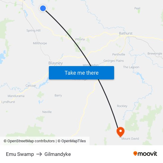 Emu Swamp to Gilmandyke map