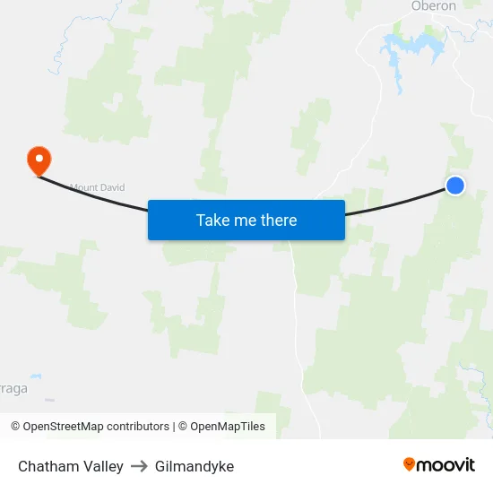 Chatham Valley to Gilmandyke map