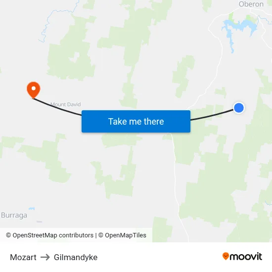 Mozart to Gilmandyke map