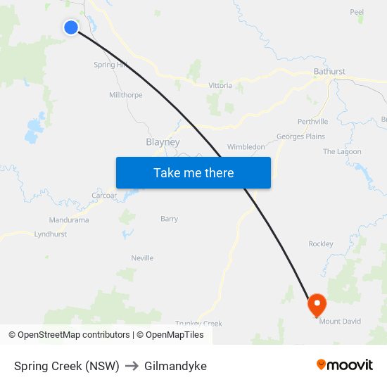 Spring Creek (NSW) to Gilmandyke map