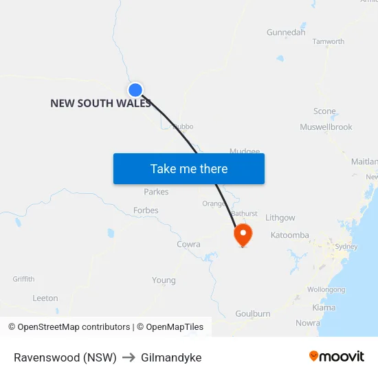 Ravenswood (NSW) to Gilmandyke map
