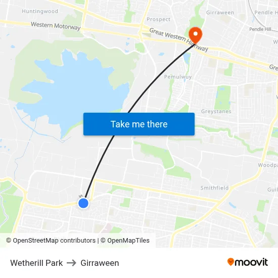 Wetherill Park to Girraween map