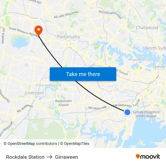 Rockdale Station to Girraween map